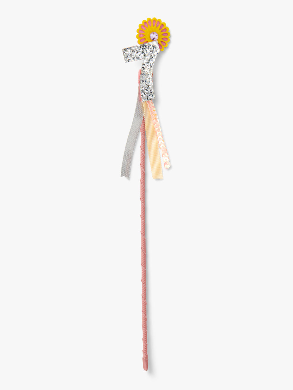 Stych Girls' 7th Birthday Floral Ribbon Wand Pink