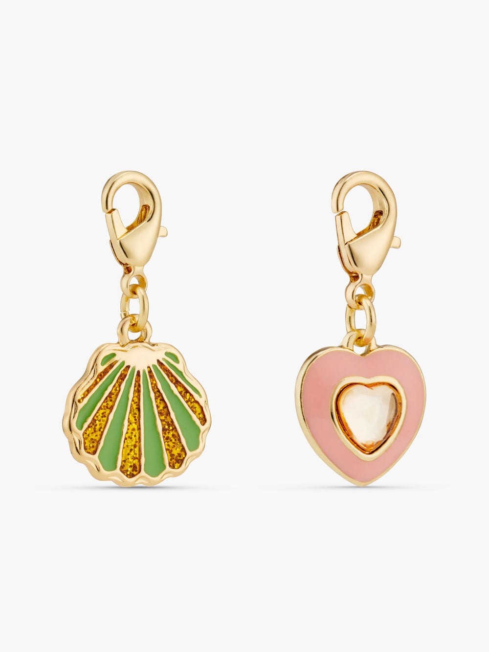 Stych Girls Seashell & Gem Heart Dangle Charms 2 pk BE CHARMED!