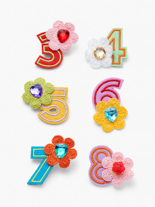 Stych Kids Birthday Flower Crochet With Gem Birthday Badge Number One Size