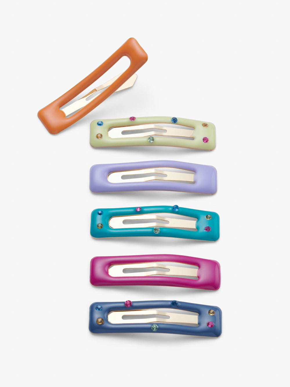 Stych Kids Pack of 6 Mini Snap Gem Hair Clips Multi Colour, One Size