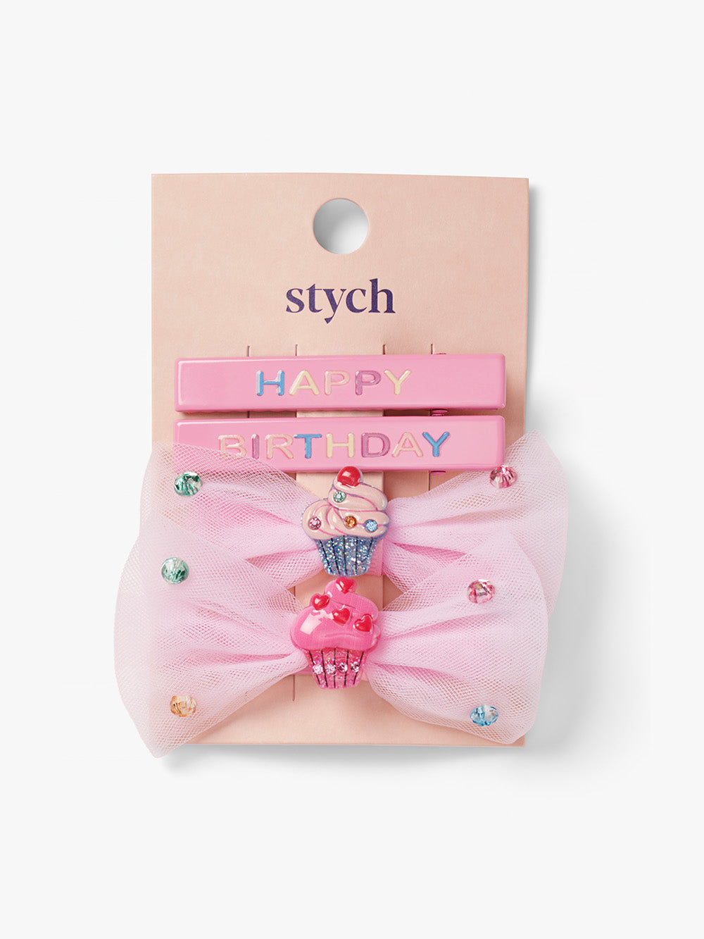 Happy Birthday and Tulle Bow Hair Clip Set