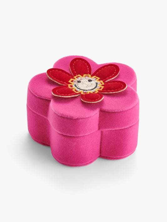 Stych Kids Pink Happy Flower Jewellery Box With Ring and jewellery compartments.