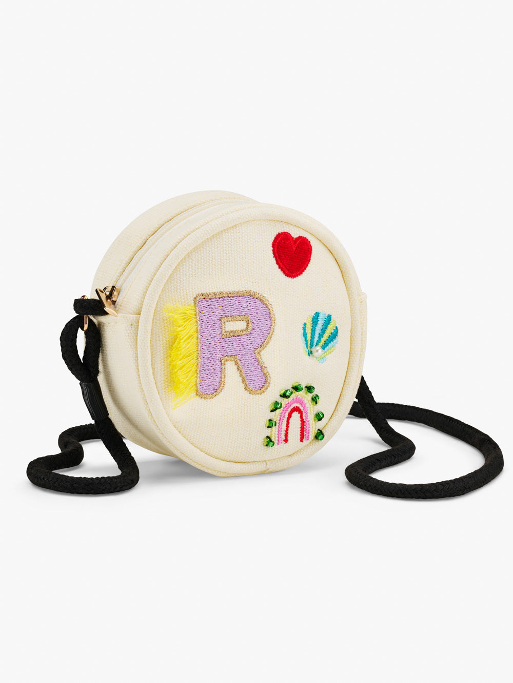 Initial Fringe Embroidered Crossbody Bag
