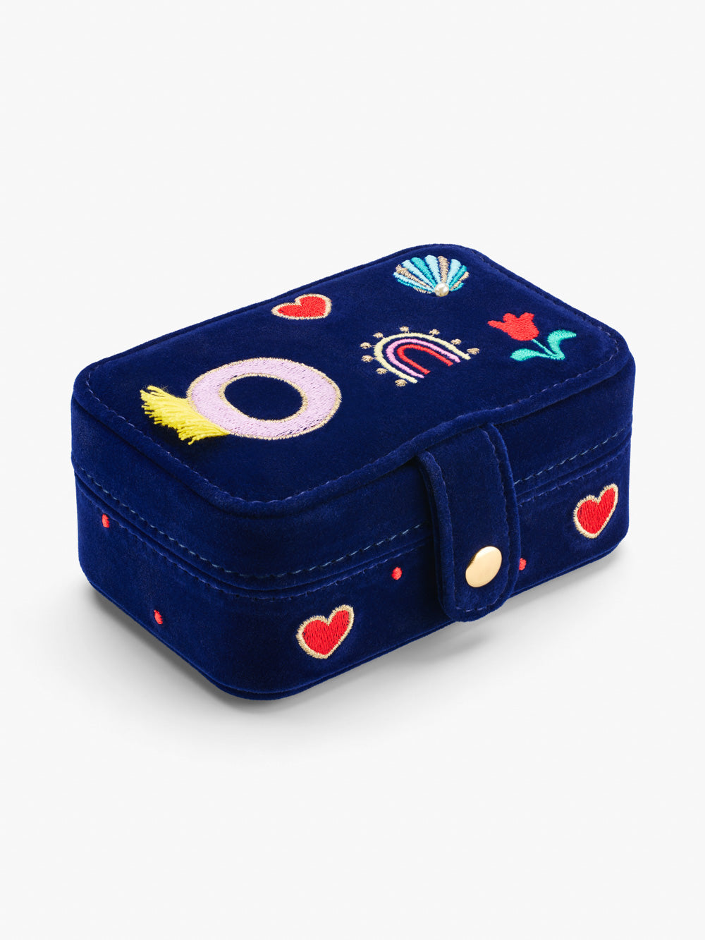 Stych Girls Blue Initial Jewellery Box With Embroidery & Bead Detail, Popper Opening, One Size