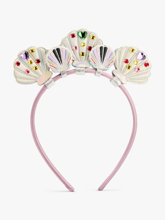 Stych Girls Lilac Mermaid Seashell Headband Crown With Embroidery & Gem Detail, One Size
