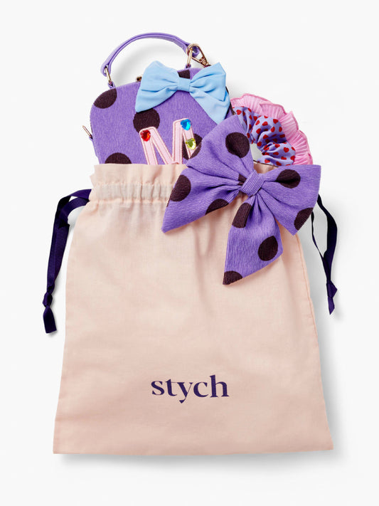 Polka Dot Initial Bag Hair Gift Set