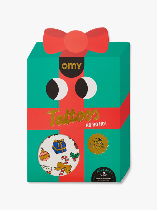 OMY Brand Pack of 50 Christmas design & character tattoos for kids