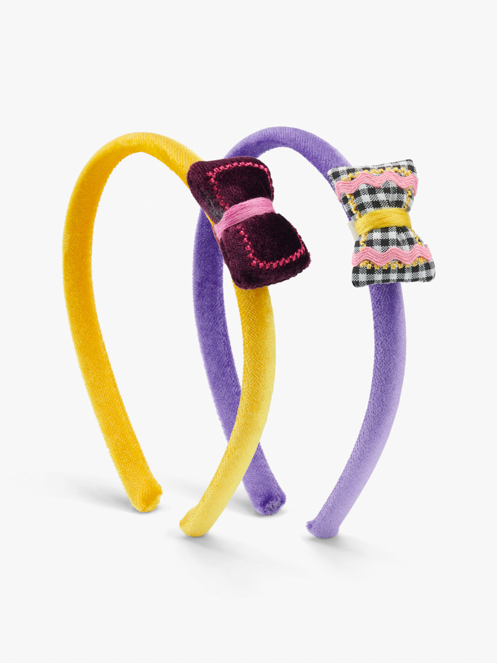 Kids Pack Lilac Yellow 3D Padded Bow Velour Headbands |Stych