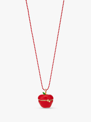 Stych Girls Red 3D Apple Locket Charm Beaded Necklace Jewellery;Adjustable, One Size