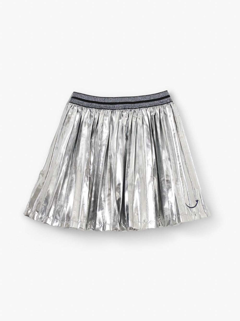 GIrls Silver Metallic Pleated Skirt With Elasticated Waist Stych Stych Accessories