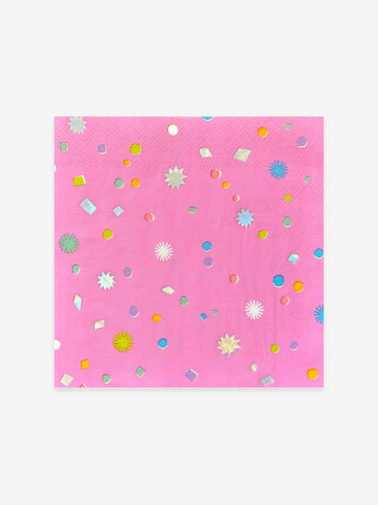 Pink Confetti Large Napkins (x16)