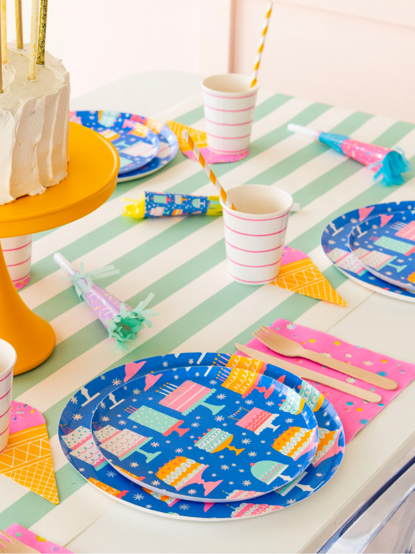 Pink Sprinkle Ice Cream Shape Napkins (x16)