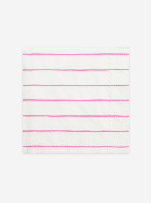 Pink French Stripe Large Napkins (x16)