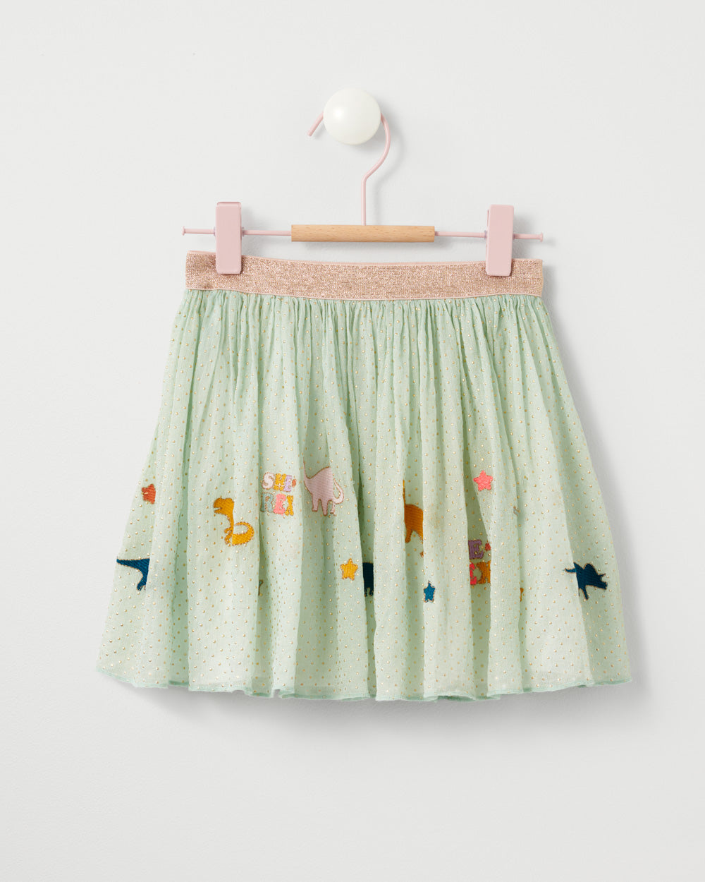 Girls Green She Rex Circle Skirt With Embroidery Applique Stych Stych Accessories