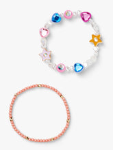 Load image into Gallery viewer, Stych Girl&#39;s Pack of 2 Heart &amp; Star Gems  With Bead Detail Elasticated