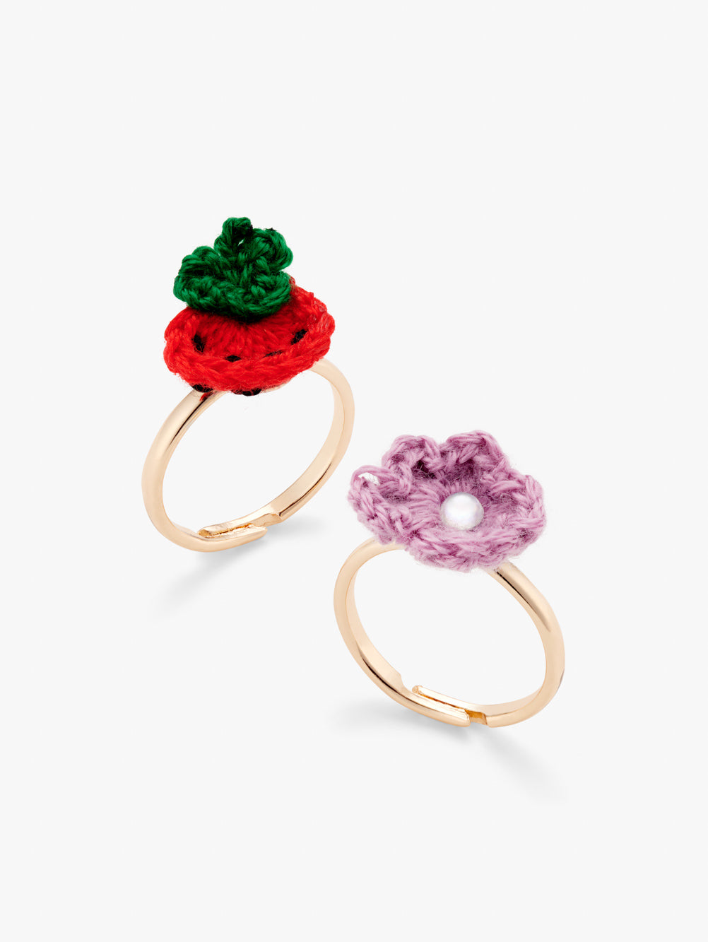 2 Pack Hand Crochet Flower Rings