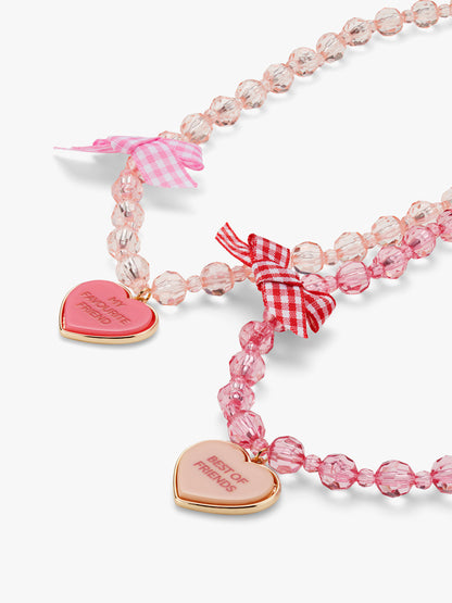 BFF Heart Beaded Necklace Set 2 Pack