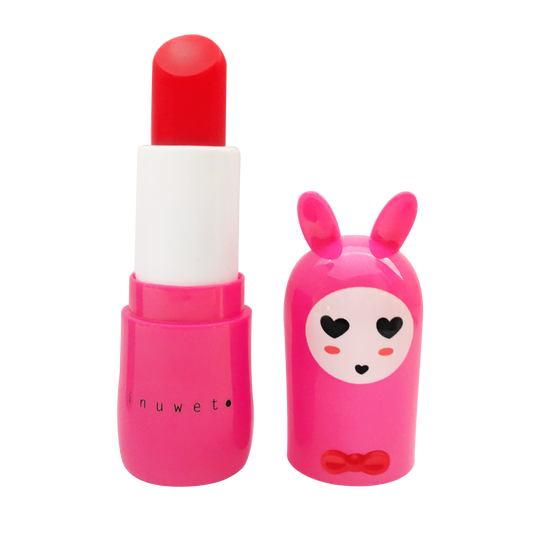 INUWET Brand Kid Friendly cherry -scented Lip Balm with character face packaging bright pink