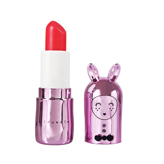 INUWET Brand Kid Friendly raspberry sorbet-scented Lip Balm with character face packaging metallic lilac