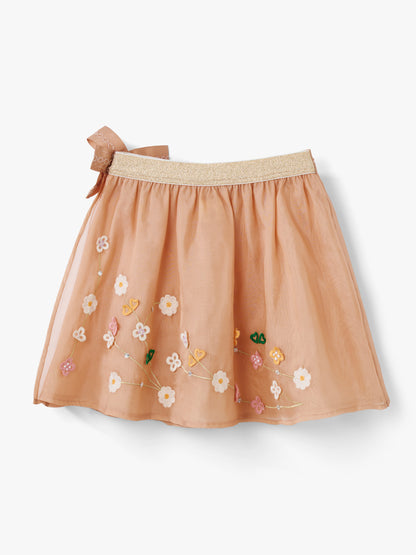 Stych Girls Pink Soft Taffeta Flower Bow Wrap Summer Skirt, Elasticated Sizes 3-4y, 5-6y, 7-8y