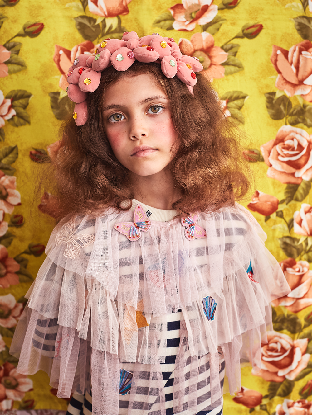 Pink Velvet Statement Flower And Gem Headband