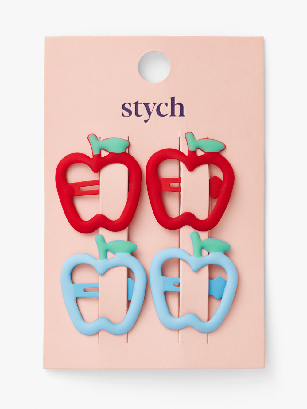 Stych Girls Red & Blue Apple Snap Hair Clips Pack of 4, one size