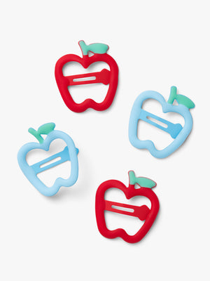 Stych Girls Red & Blue Apple Snap Hair Clips Pack of 4, one size 