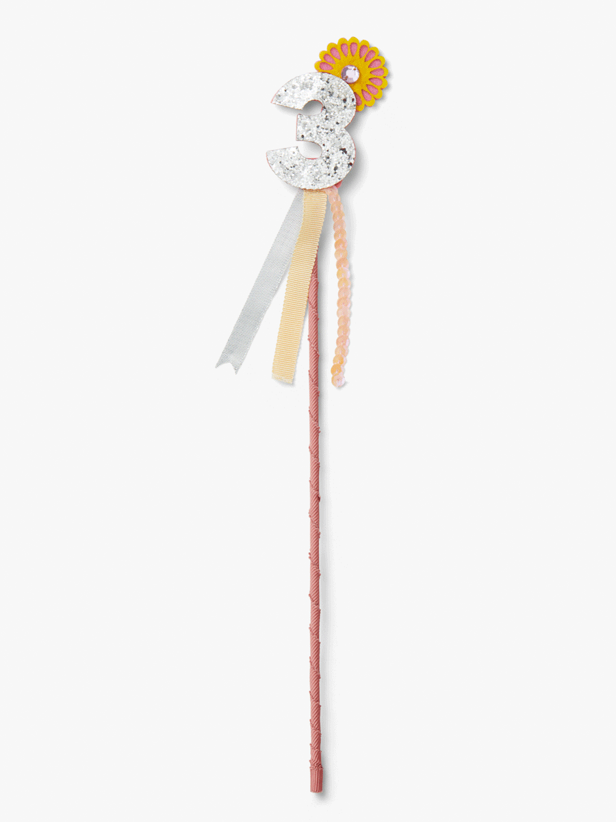Girls' Birthday Pink Floral Ribbon Number Wand Stych Stych Accessories
