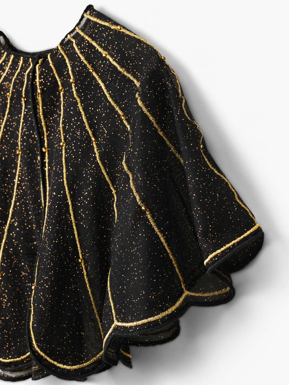 Gold Sparkle Tulle Cape Black