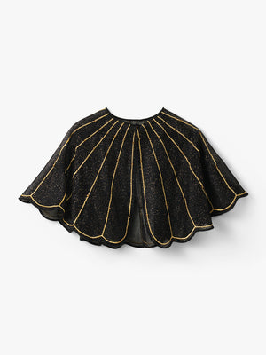 Stych Girl's Black & Gold Tulle Sparkle Embroidered Dress Up Cape One Size 
