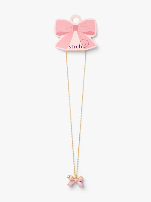 Pink Bow Locket Necklace