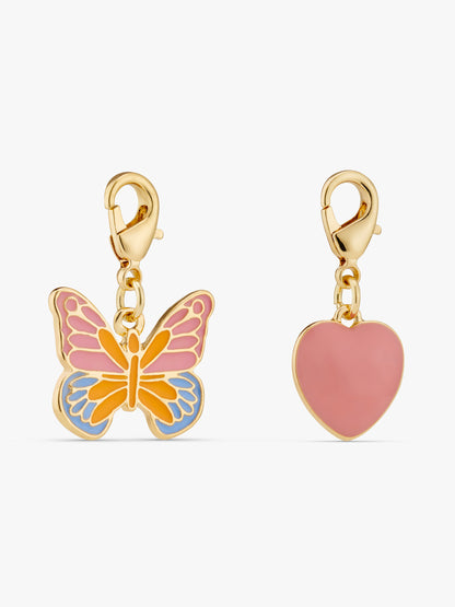 Stych Girls Butterfly & Pink Heart Dangle Charms 2 Pk BE CHARMED!