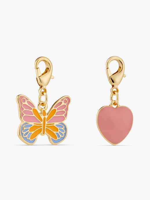 Stych Girls BE CHARMED! 2 Pack Dangle Charms of Butterfly & Pink Heart , one size