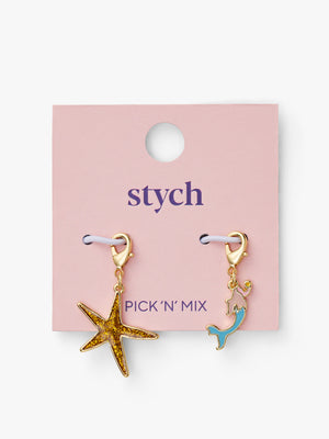 Stych Girls Be Charmed 2 Pack Dangle Charms of Mermaid & Sparkle Starfish, one size