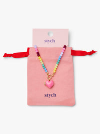 Stych Girls Be Charmed Multi-colour Beaded Necklace With Pink Heart Locket Charm, One Size