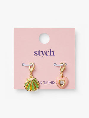 Stych Girls Be Charmed 2 Pack Dangle Charms Seashell & Gem Heart - one size