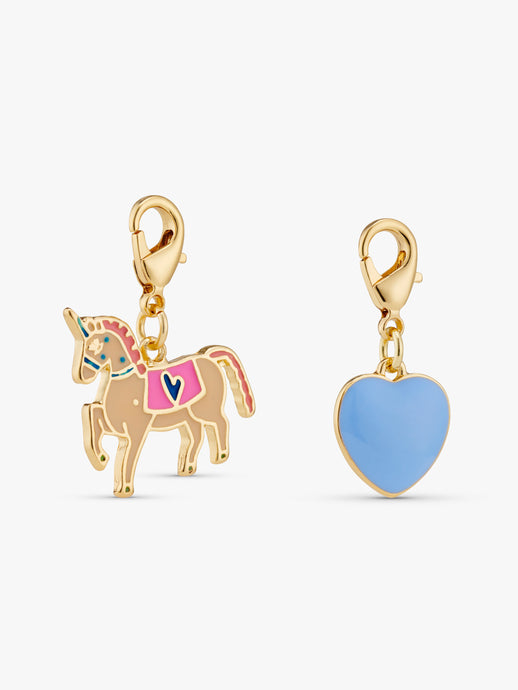 Stych Girls BE CHARMED! 2 Pack Dangle Charms of Unicorn Horse & Blue Heart , one size