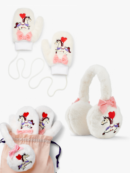 Carousel Unicorn Earmuff and Mittens Gift Set