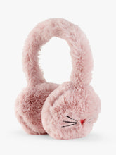 Load image into Gallery viewer, Stych Girl&#39;s Pink Faux Fur Earmuffs With Cat Face Embroidery Detail, Adjustable Height 