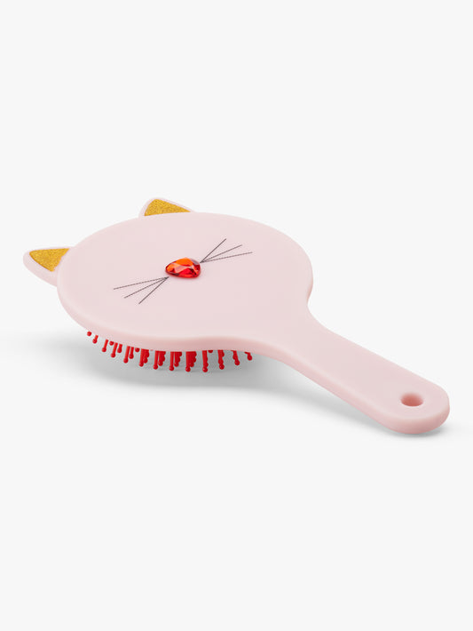 Stych Kid's Pink Cat Face Hairbrush With Gem Nose Girls One Size