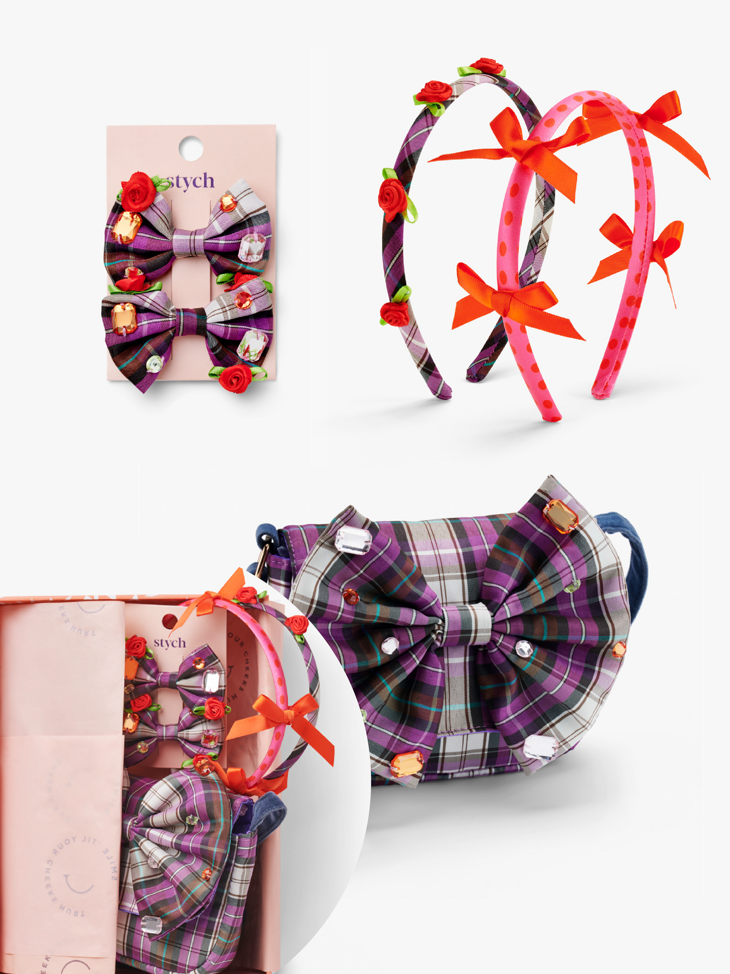 Check Bow Bag and Accessories Gift Box