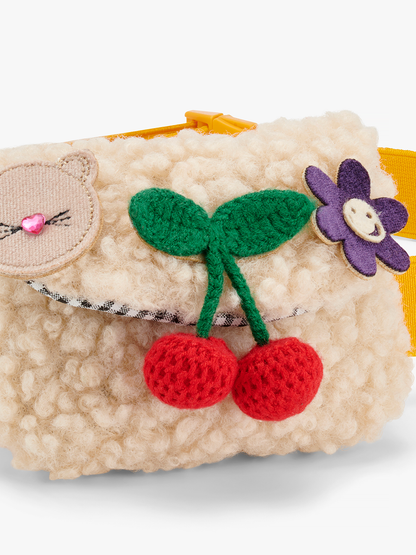 Cherry Pom Pom Borg Purse Belt Bag