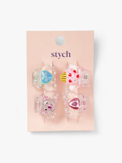 Cutie Teddy and Cupcake Hair Claw Clips