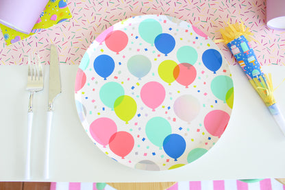 Birthday Balloon Print Dinner Plates (x8)