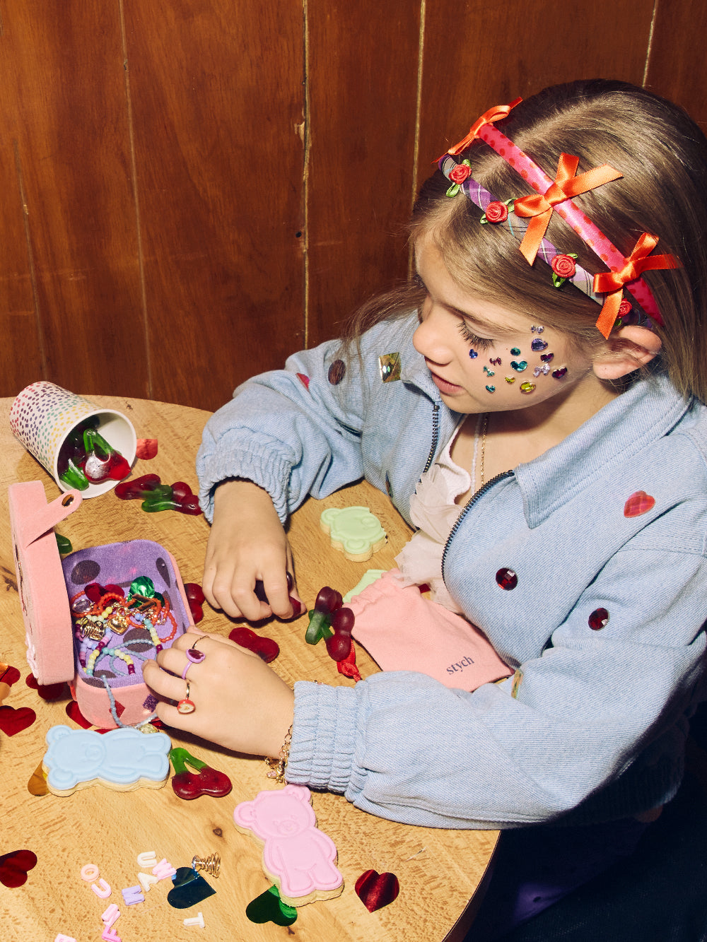 Check Rose and Bow Headband Set