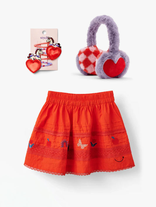 Festive Red Skirt and Earmuff Gift Set