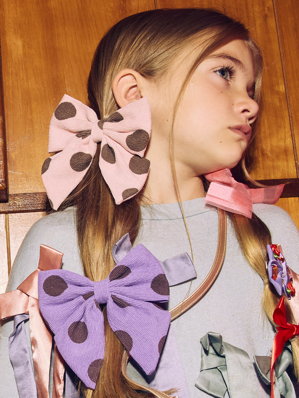 Polka Dot Statement Hair Bow Clip Pink