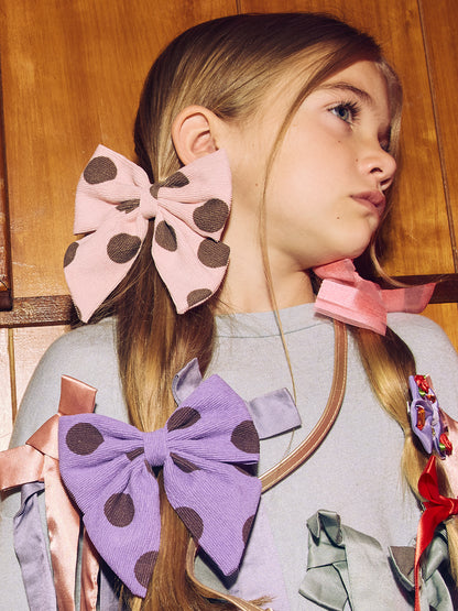 Polka Dot Statement Hair Bow Clip Pink