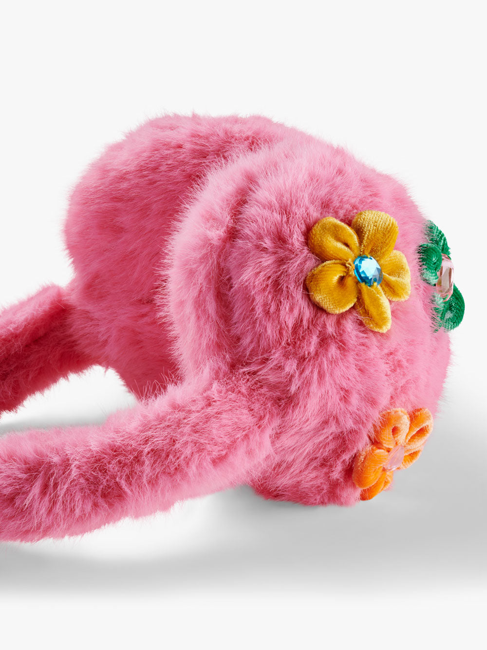 Flower Gem Faux Fur Earmuffs