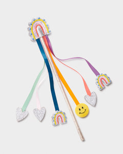 Stych Girl's Rainbow Ribbon Wand With Patch Applique Detail 